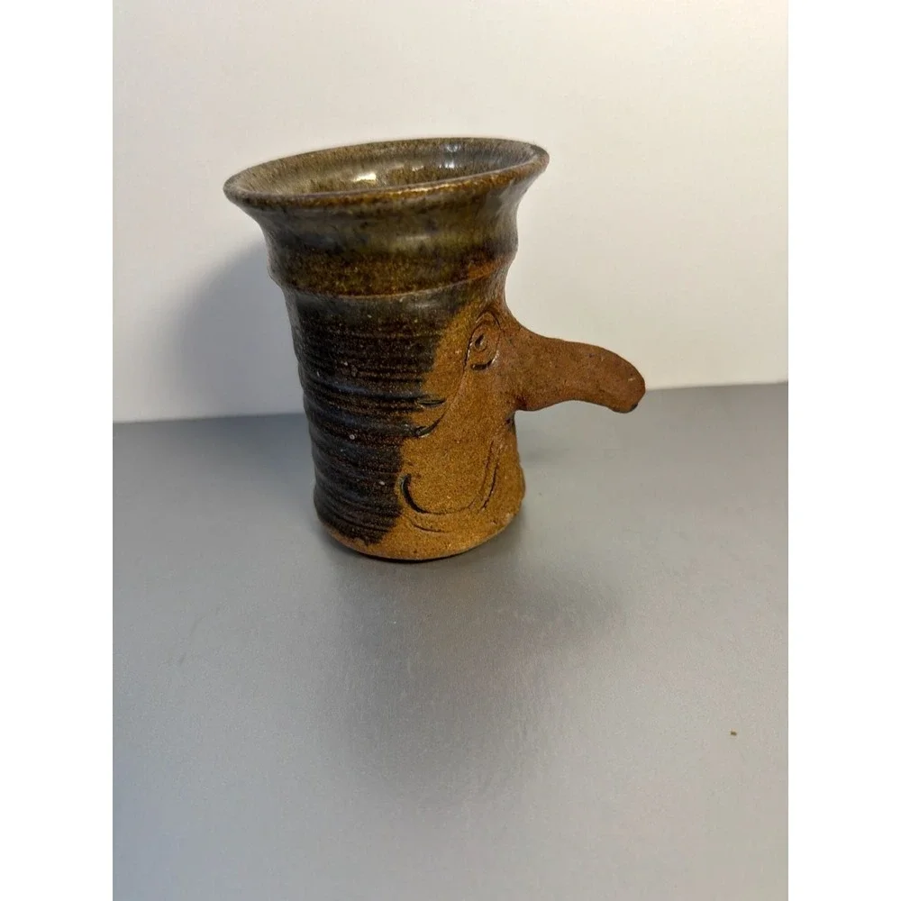 Vintage Studio Pottery Handcrafted Face Jug Vase‎ 4